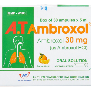 Dung dịch uống A.T Ambroxol tan đàm trong bệnh lý hô hấp (30 ống x 5ml)