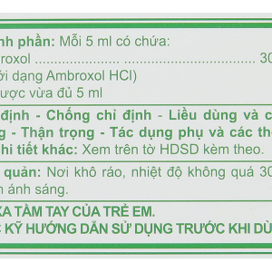 Dung dịch uống A.T Ambroxol tan đàm trong bệnh lý hô hấp (30 ống x 5ml)