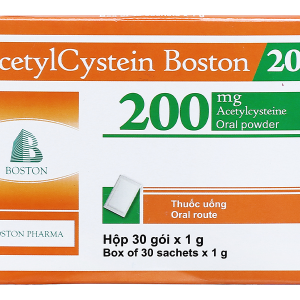 Thuốc bột Acetylcystein Boston 200 trị rối loạn tiết dịch phế quản (30 gói x 1g)