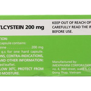 Acetylcystein Imexpharm 200mg hỗ trợ trị bệnh lý hô hấp có đờm (10 vỉ x 10 viên)