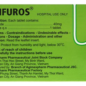Agifuros 40mg trị tăng huyết áp, tăng canxi huyết, trị phù (10 vỉ x 25 viên)