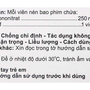 Agivitamin B1 250mg trị thiếu thiamin (10 vỉ x 10 viên)