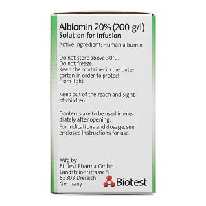 Dịch truyền tĩnh mạch Albiomin 20% Biotest trị sốc giảm thể tích máu lọ 50ml
