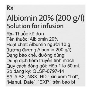 Dịch truyền tĩnh mạch Albiomin 20% Biotest trị sốc giảm thể tích máu lọ 50ml