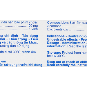 Arbosnew 100mg điều trị tiểu đường tuýp 2 (3 vỉ x 10 viên)