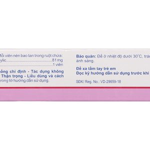 Aspirin 81 dự phòng đột quỵ, nhồi máu cơ tim (20 vỉ x 10 viên)