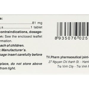 Aspirin TV.Pharm 81mg dự phòng nhồi máu cơ tim, đột quỵ (10 vỉ x 10 viên)