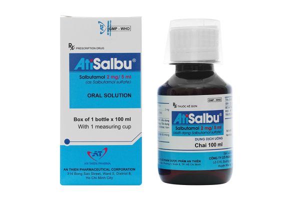 Dung dịch uống AtiSalbu 2mg/5ml trị cơn hen, ngắt cơn co thắt phế quản chai 100ml