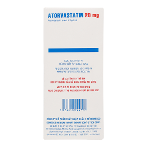 Atorvastatin Domesco 20mg trị tăng cholesterol máu (2 vỉ x 10 viên)