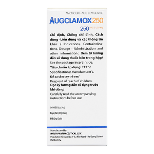Thuốc bột pha hỗn dịch uống Augclamox 250 trị nhiễm khuẩn (12 gói x 1.5g)