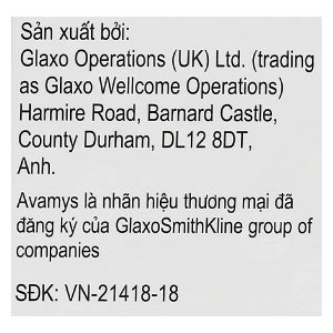 Hỗn dịch xịt mũi Avamys điều trị viêm mũi dị ứng chai 30 liều xịt