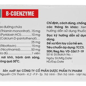 B-coenzyme bổ sung vitamin nhóm B, giảm suy nhược (10 vỉ x 10 viên)