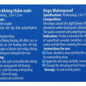Băng cá nhân không thấm nước Urgo Waterproof (2 x 7.2cm) hộp 50 miếng