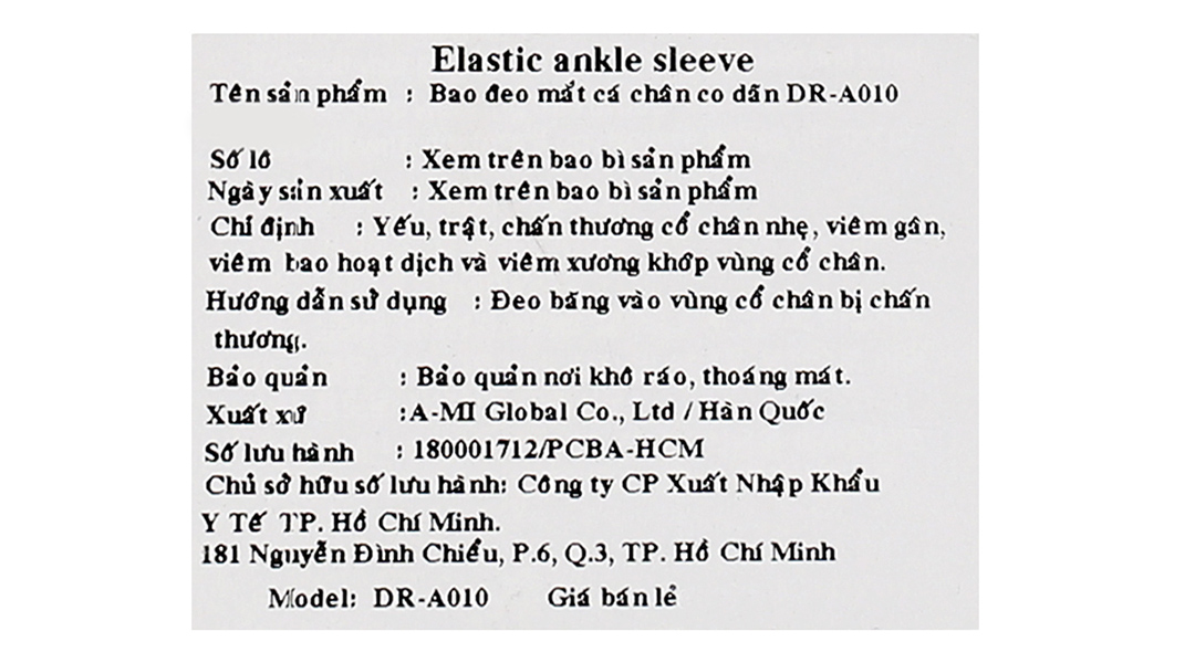 Bao đeo mắt cá chân Dr. Med DR-A010 size S