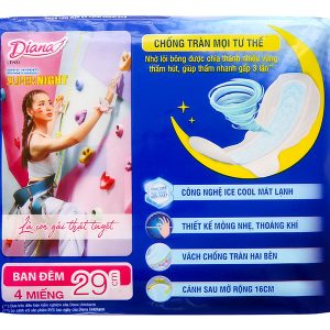 Băng vệ sinh ban đêm Diana Sensi Cool Fresh có cánh gói 4 miếng