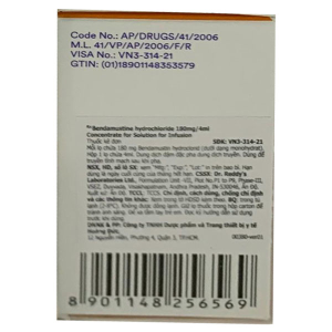 Dung dịch Bendamustine Hydrochloride 180mg/4ml chỉ định điều trị ung thư chai 4ml