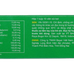 Viên nén sủi bọt Berocca Performance trị thiếu hụt vitamin B, C tuýp 10 viên