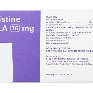 Betahistine Stella 16mg điều trị hội chứng Meniere, chóng mặt, ù tai (10 vỉ x 10 viên)