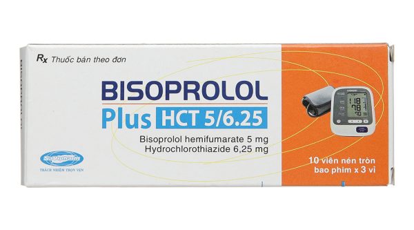 Bisoprolol Plus HCT 5/6.25 trị tăng huyết áp (3 vỉ x 10 viên)