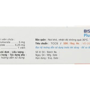 Bisoprolol Plus HCT 5/6.25 trị tăng huyết áp (3 vỉ x 10 viên)