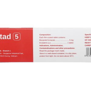 Bisostad 5 trị tăng huyết áp, đau thắt ngực, suy tim (3 vỉ x 10 viên)