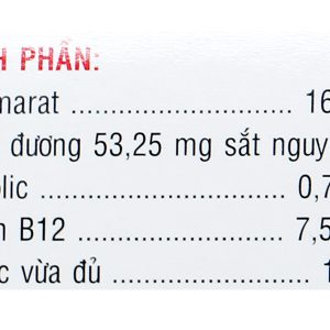 Bofit F trị thiếu máu do thiếu sắt, acid folic (3 vỉ x 10 viên)