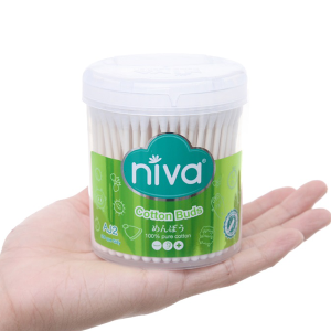 Tăm bông ráy tai Niva AJ2 thân giấy đầu tròn và xoắn hũ 200 que