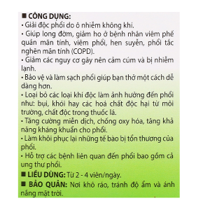 Boni Detox giúp giải độc phổi, long đờm, giảm ho hộp 30 viên