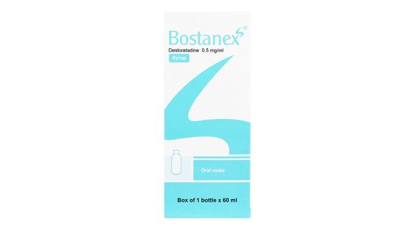 Siro Bostanex 0.5mg/ml giảm các triệu chứng viêm mũi dị ứng, mề đay chai 60ml