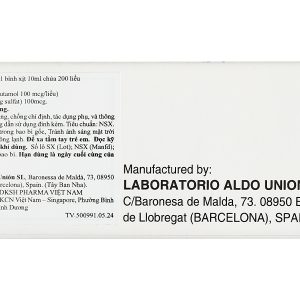 Dung dịch khí dung Buto-asma 100mcg trị triệu chứng hen phế quản bình 200 liều