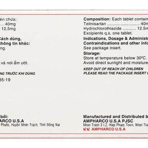 CadisAPC 40/12.5 điều trị tăng huyết áp nguyên phát (3 vỉ x 10 viên)