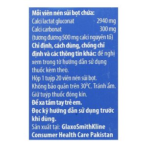 Viên nén sủi bọt CalSource bổ sung canxi tuýp 20 viên