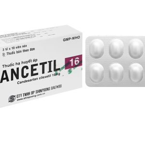 Cancetil 16mg trị tăng huyết áp, suy tim (3 vỉ x 10 viên)