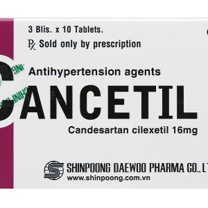 Cancetil 16mg trị tăng huyết áp, suy tim (3 vỉ x 10 viên)