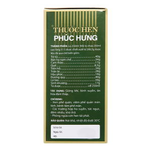 Cao lỏng Thuốc Hen Phúc Hưng trị hen suyễn, viêm phế quản chai 250ml