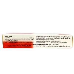 Carsantin 6.25mg trị tăng huyết áp, đau thắt ngực, hỗ trợ suy tim (3 vỉ x 10 viên)