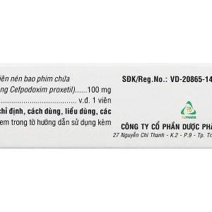 Cefpodoxim TV.Pharm 100mg điều trị nhiễm khuẩn (3 vỉ x 10 viên)