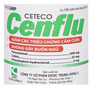 Cetecocenflu trị các triệu chứng cảm cúm lọ 100 viên