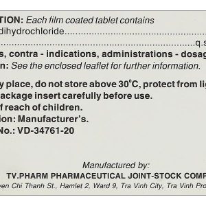 Cetirizin TV.Pharm 10mg điều trị viêm mũi dị ứng, mày đay (10 vỉ x 10 viên)