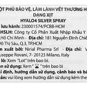 Chai xịt Hyalo4 Silver Spray hỗ trợ điều trị vết thương chai 50ml