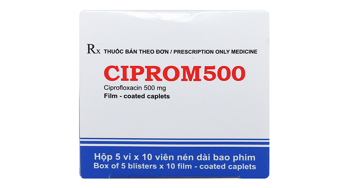 Ciprom500 trị nhiễm khuẩn nặng do vi khuẩn nhạy cảm (5 vỉ x 10 viên)