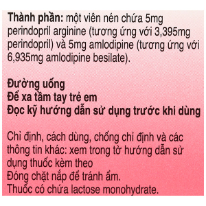 Coveram 5mg/5mg trị tăng huyết áp, mạch vành hộp 30 viên