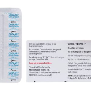 Cozaar 50mg trị tăng huyết áp, suy tim (2 vỉ x 14 viên)