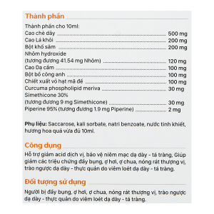 Hỗn dịch Dạ Dày Gasto hỗ trợ giảm acid dịch vị, bảo vệ niêm mạc dạ dày hộp 20 gói x 10ml