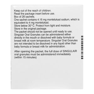 Thuốc cốm Singulair 4mg trị hen phế quản mạn tính hộp 28 gói