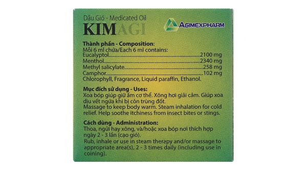 Dầu gió Kim Agi giữ ấm, dịu vết ngứa chai 6ml