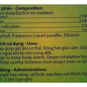 Dầu gió Kim Agi giữ ấm, dịu vết ngứa chai 6ml