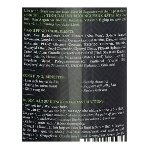 Dầu gội bưởi Milaganics ngừa rụng tóc, kích thích mọc tóc chai 280ml