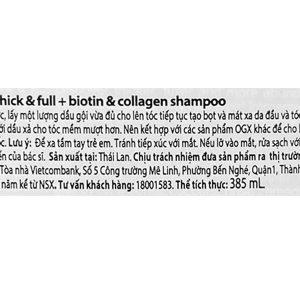 Dầu gội OGX Thick Full Biotin Collagen dưỡng tóc bồng bềnh chai 385ml