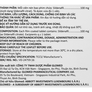Daygra 100 dùng trong rối loạn cương dương, mất khả năng cương cứng (1 vỉ x 4 viên)